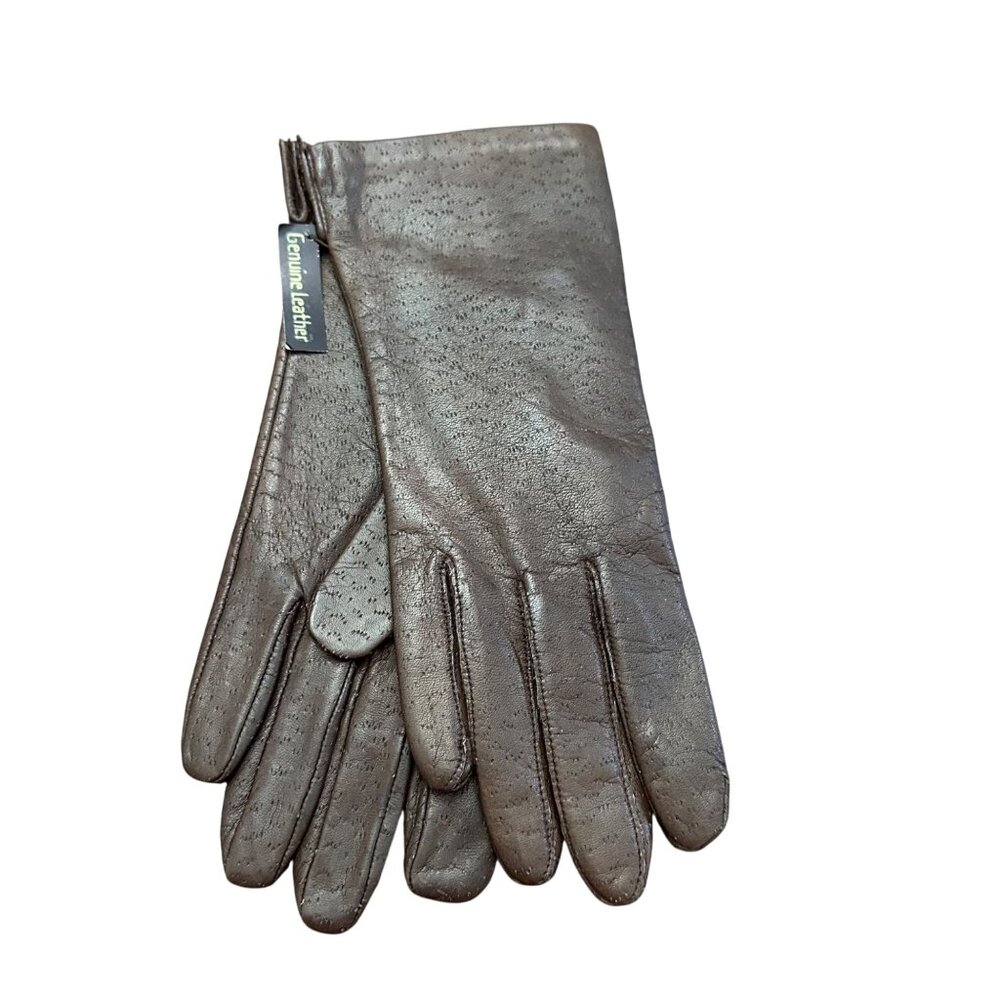 Fownes Leather Gloves Brown NWOT Textured Women 7.5 Medium Driving Gloves